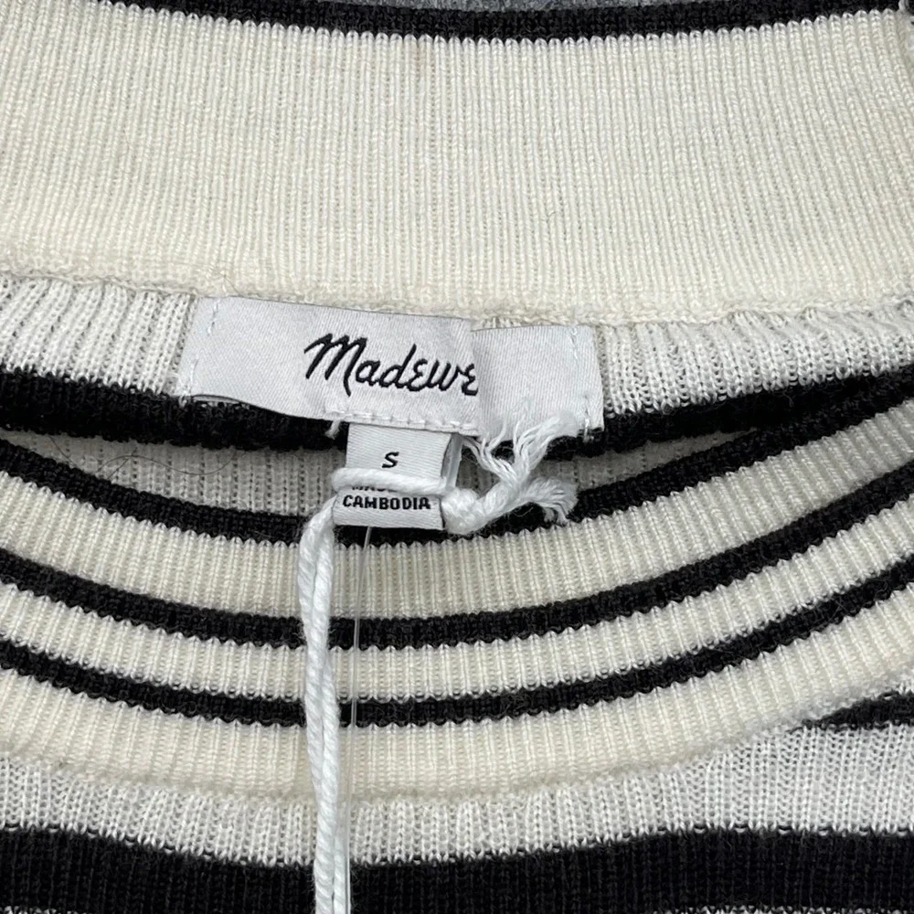 Madewell Sweater Womens Small Striped Double Layered Crewneck Merino Silk Blend